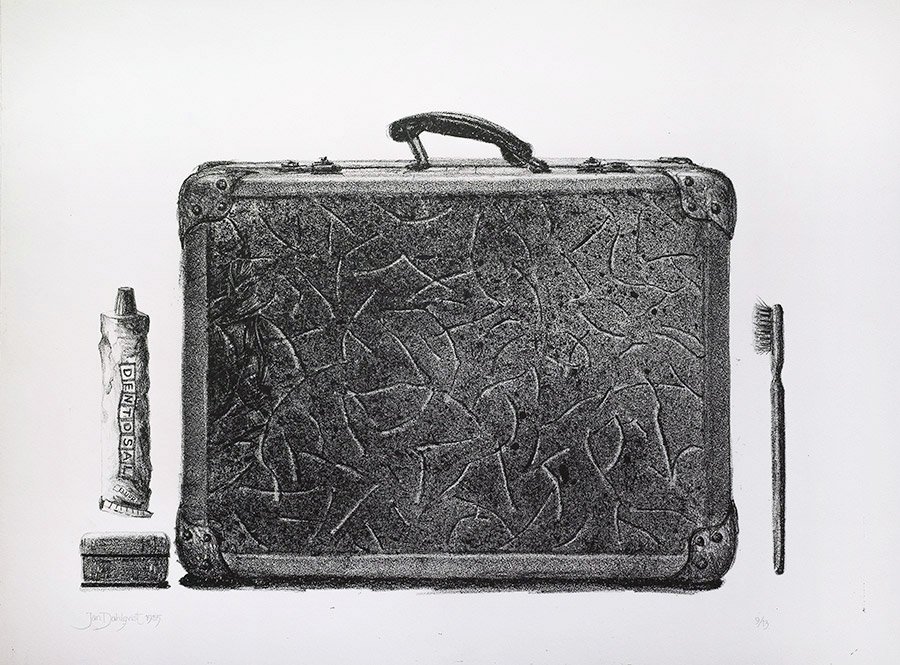 "Bagage", litografi, 1985, ca 40 x 50 cm, upplaga: 13 ex.