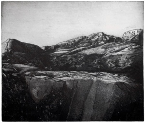 "Klippor", linje- och akvatintetsning, 1982, 30 x 35 cm, upplaga: 45 ex.