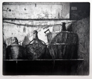 "Vinkannor", linje- och akvatintetsning, 1982, 26 x 29 cm, upplaga: 150 ex.