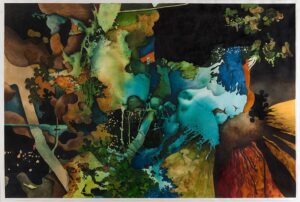 "Kluster", akvarell, färgpenna, 2010, 75 x 116 cm, Arches 300 g akvarellpapper.