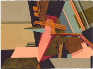 "Konkret Vision I", akvarell, vinylfärg, färgpenna, 2017, 28 x 38 cm.