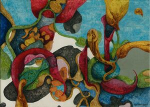 "Krumbukter", 2011, 14,5 x 20,3 cm. Akvarell, gouache, färgpenna, vax