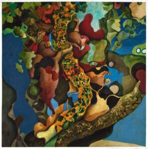 "Paradisträd", akvarell, gouache, färgpenna, 2010, 53 x 51,5 cm.