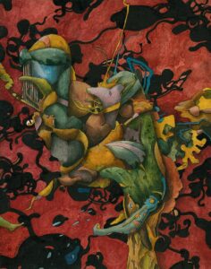 "Röd rymd", akvarell, gouache, färgpenna på akvarellpapper, 30 x 23,5 cm. 2009.