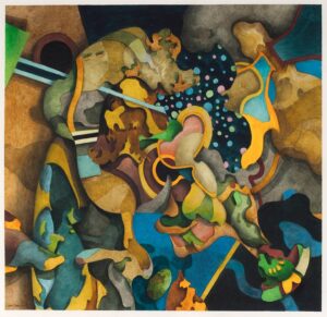 "Tivoli", akvarell, gouache, färgpenna, 2009, 55 x 54 cm.