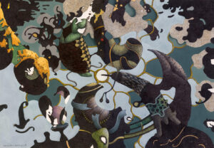 "Formationer", Teckning, målning på papper, 27,8 x 40 cm, 2022