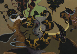 "Samband", teckning, målning. 21 x 29,7 cm, 2024