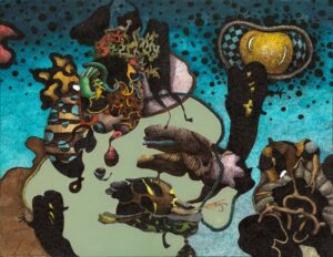 "Karneval", teckning, målning, 2021, 24,3 x 31,5 cm.