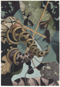 "Snablar", teckning, kulspetspenna, akvarell, tusch, vinylfärg på papper. 2022-2023, 40 x 28 cm