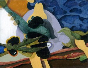 "Hälsning", profan ikon, akvarell, gouache, färgpenna på kritgrunderad plywood, 2000, 13 x 17 cm