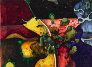 "Intryck", profan ikonmålning, 2006, 14 x 19 cm. Akvarell, gouache, färgpenna, vax på kritgrunderad plywood, polerad