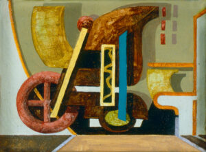 "Rött hjul", profan ikonmålning, 1992, 13 x 19 cm. Akvarell, vinylfärg, färgpenna, vax, på kritgrunderad plywood, polerad