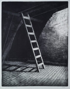 "Skuggstege", etsning, 1986, 34,5 x 27 cm, 60 ex.