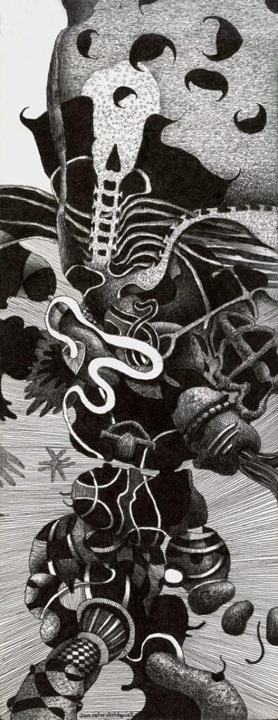 "Tillblivelse", teckning, 2020. 31 x 12 cm