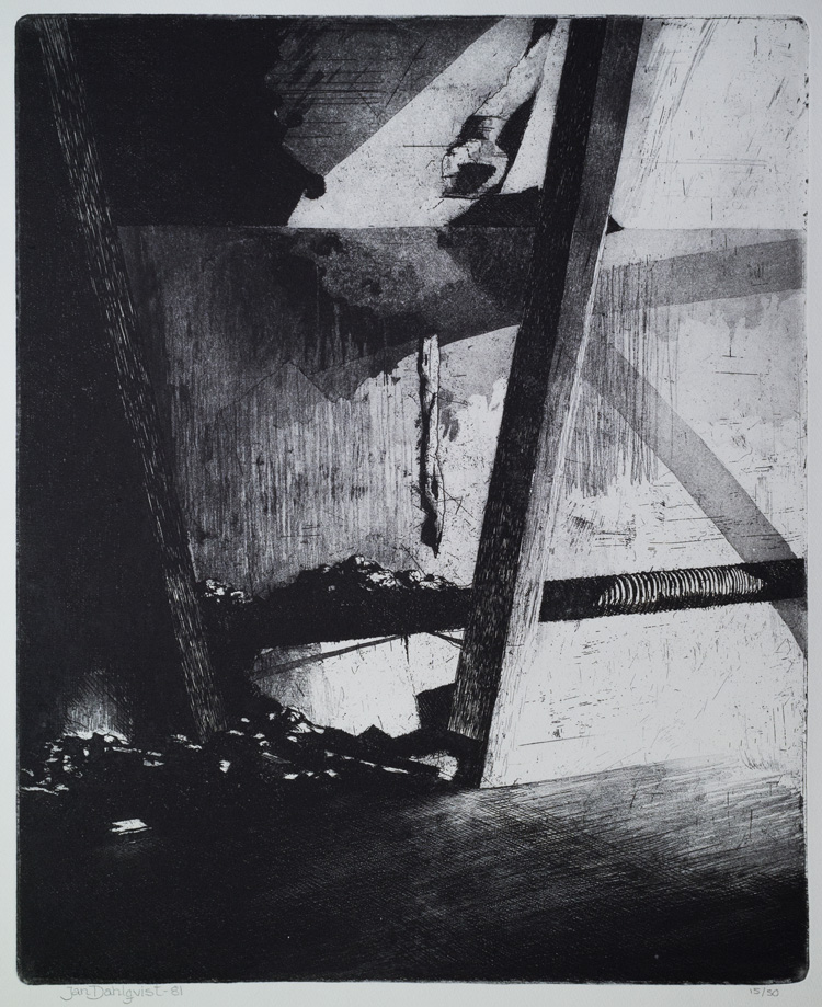 "Vindsljus", etsning, 1981, 37,5 x 30,5 cm, 50 ex.