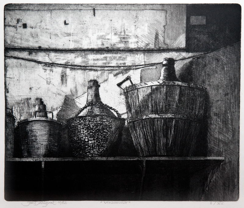 "Vinkannor", etsning, 1982, 26 x 29 cm. Upplaga: 150 ex.